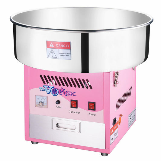 Cotton Candy Machine – 1000W Vortex Floss Maker with Stainless-Steel Pan - Uses Sugar or Hard Candy for Party Treat by Great Northern Popcorn (Pink)