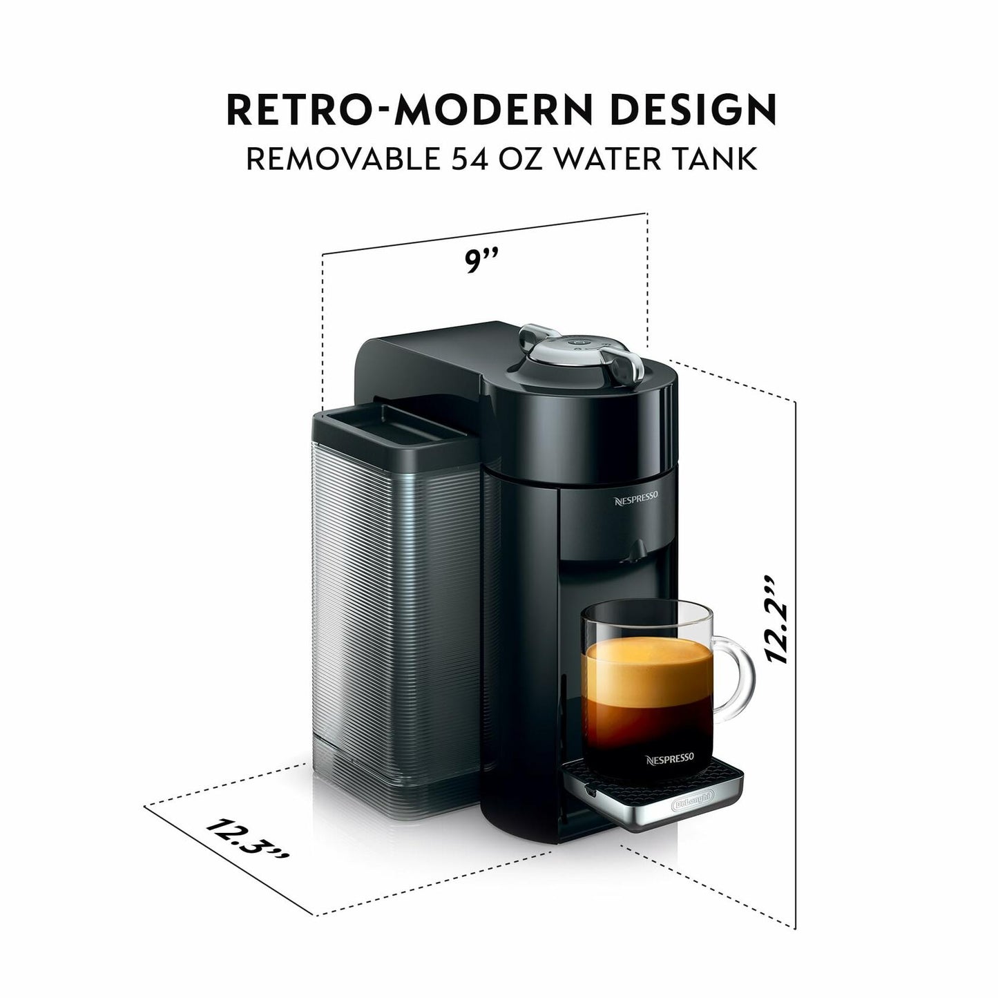 Nespresso Vertuo Coffee and Espresso Maker by De'Longhi, Piano Black