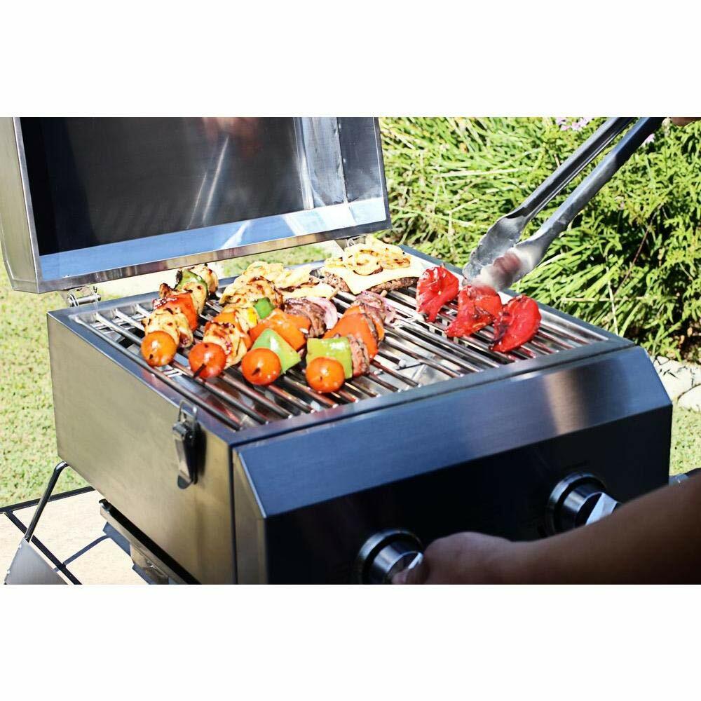 2-Burner Stainless Steel Table Top Portable Propane Gas Grill