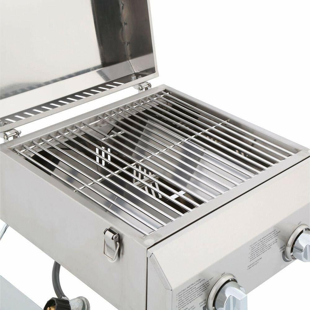 2-Burner Stainless Steel Table Top Portable Propane Gas Grill