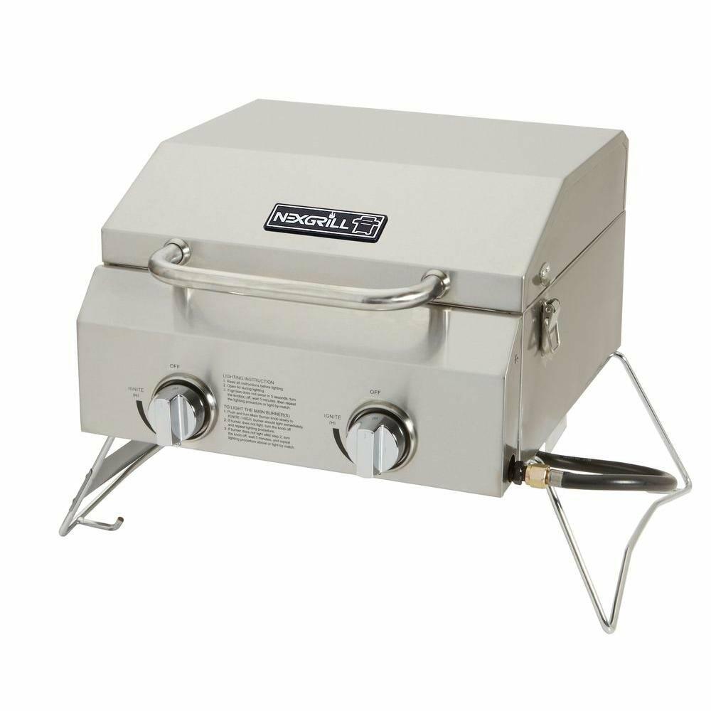 2-Burner Stainless Steel Table Top Portable Propane Gas Grill