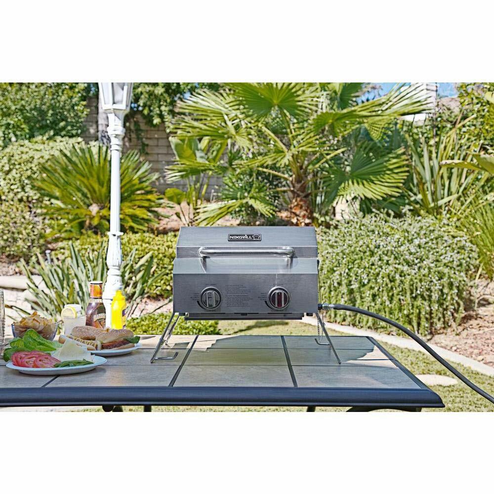 2-Burner Stainless Steel Table Top Portable Propane Gas Grill