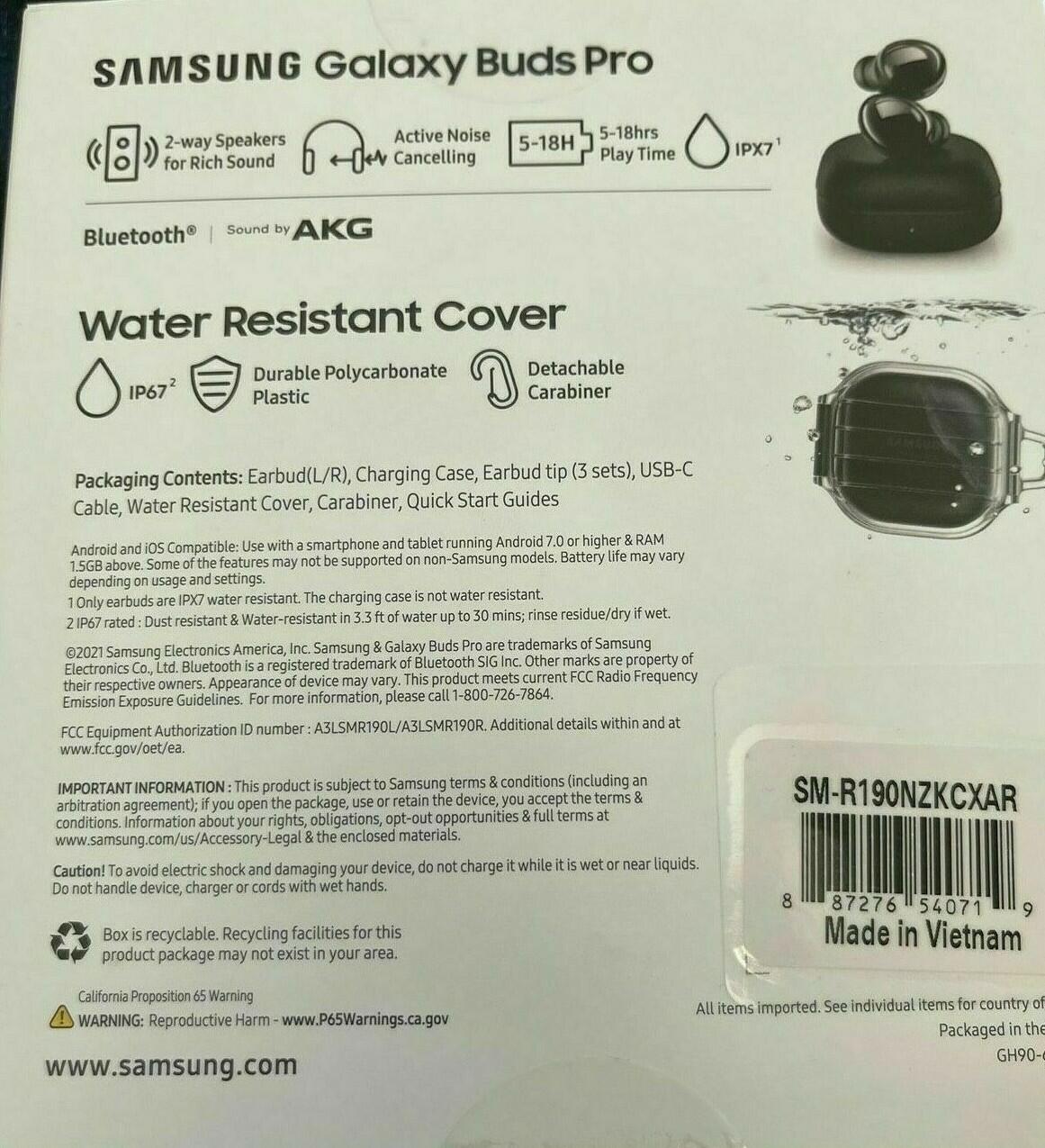 Samsung Galaxy Buds Pro True Wireless Earbuds with Water Resistant Cover - Black