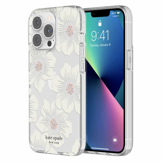 kate spade new york iPhone 13 Pro Case, Compatible with Wireless Charging - Hollyhock Floral