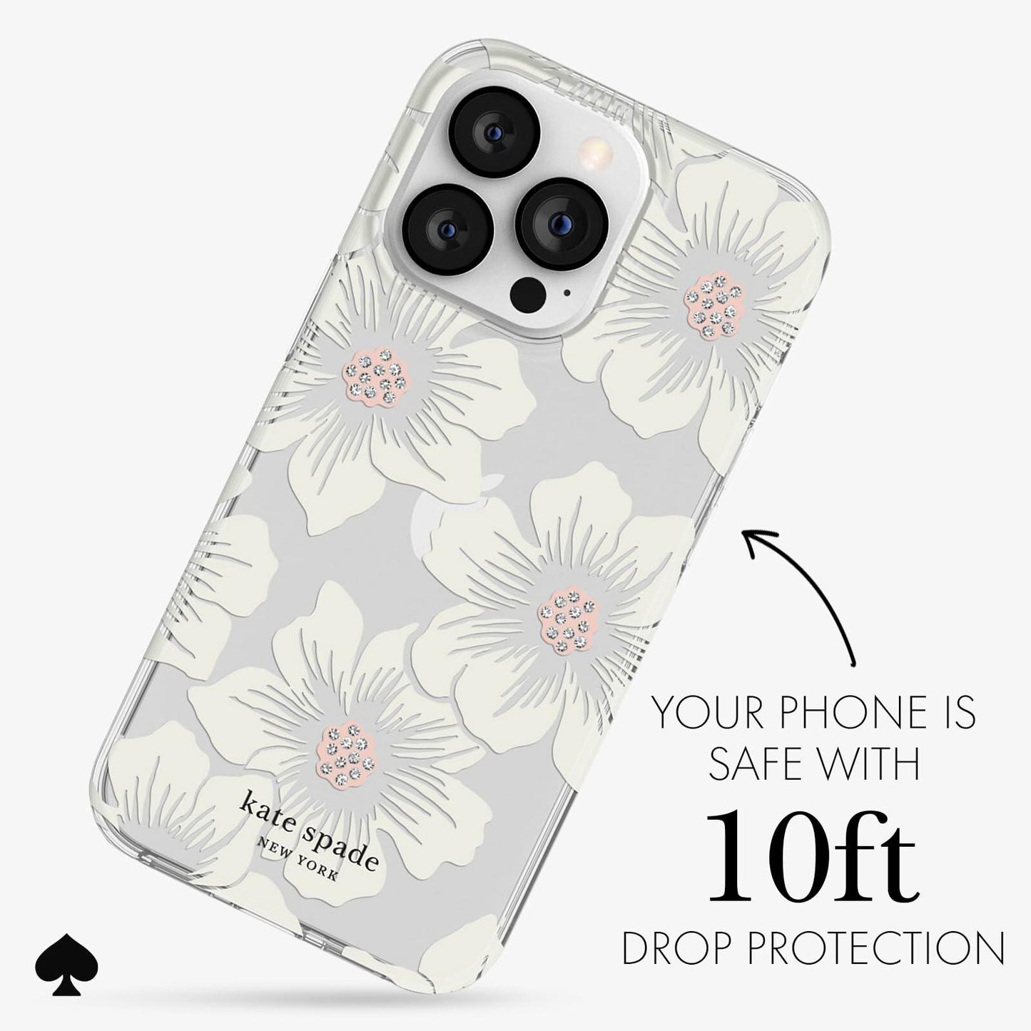 kate spade new york iPhone 13 Pro Case, Compatible with Wireless Charging - Hollyhock Floral