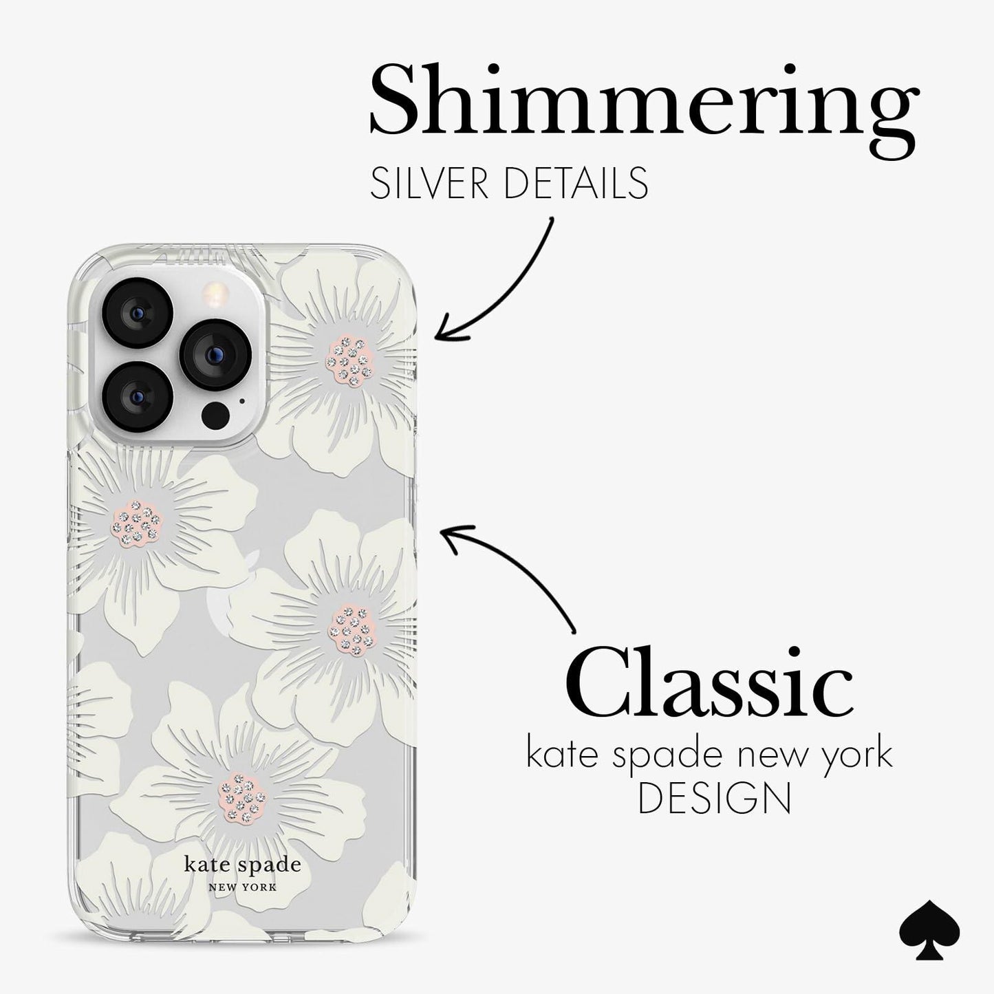 kate spade new york iPhone 13 Pro Case, Compatible with Wireless Charging - Hollyhock Floral