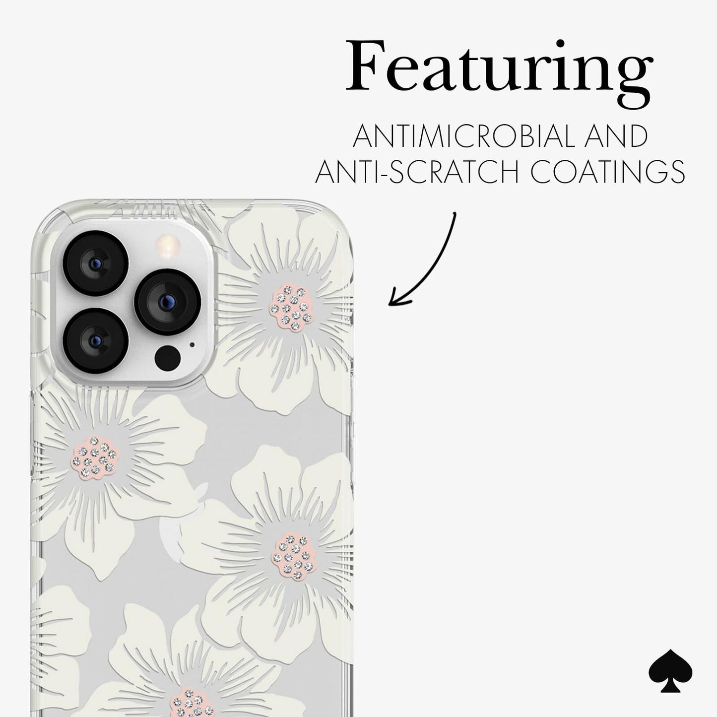 kate spade new york iPhone 13 Pro Case, Compatible with Wireless Charging - Hollyhock Floral