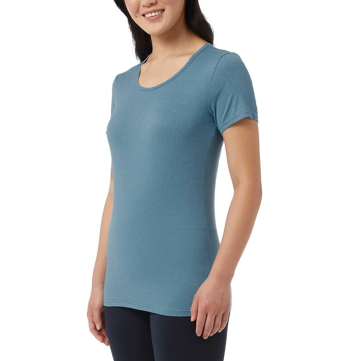 32 Degrees Cool Women's 3 Pack Short Sleeve Scoop Neck T-Shirts Size: X-Large Color: (Black/Blue/Lavender)