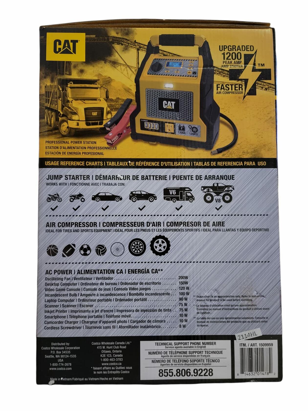 CAT CJ1000DXT 1200 Peak Amp Jump Starter and Powerstation w/200 watt Inverter