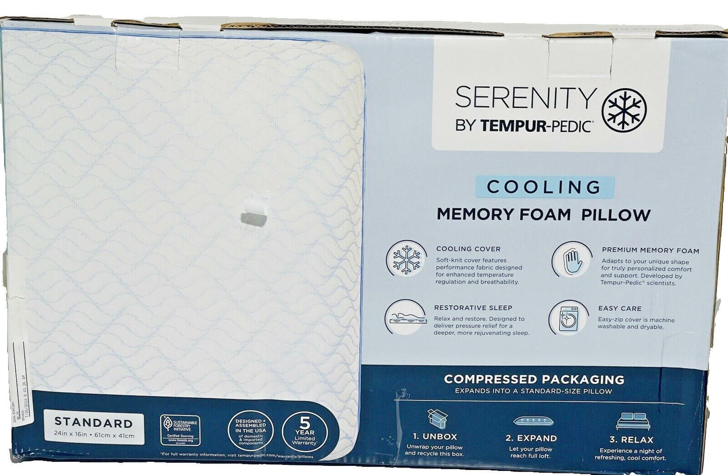 Serenity by Tempur-Pedic Cooling Memory Foam Pillow