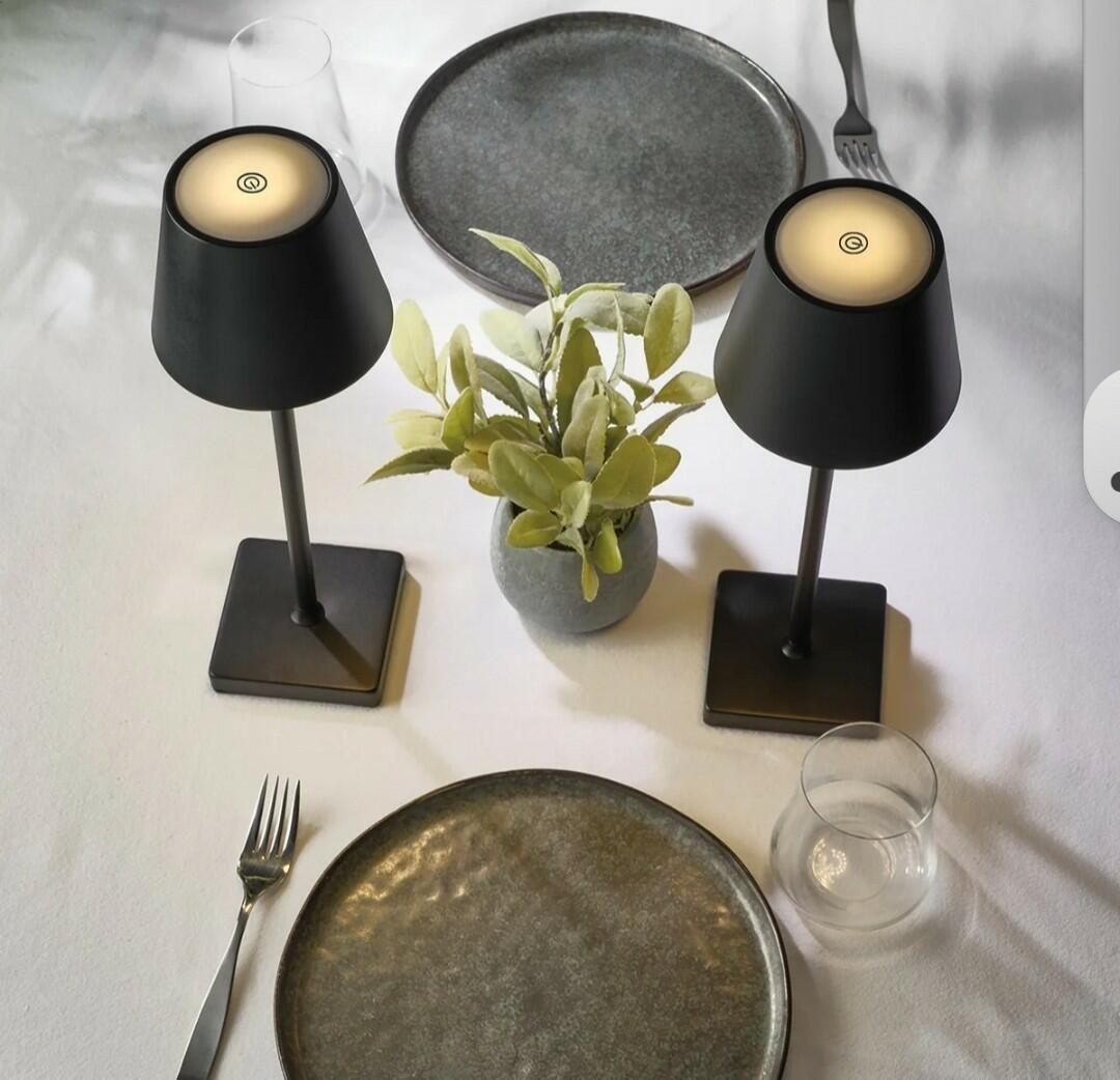 Mikasa Rechargeable 14-inch LED Lamps with Touch Control, Set of 2 (Black)