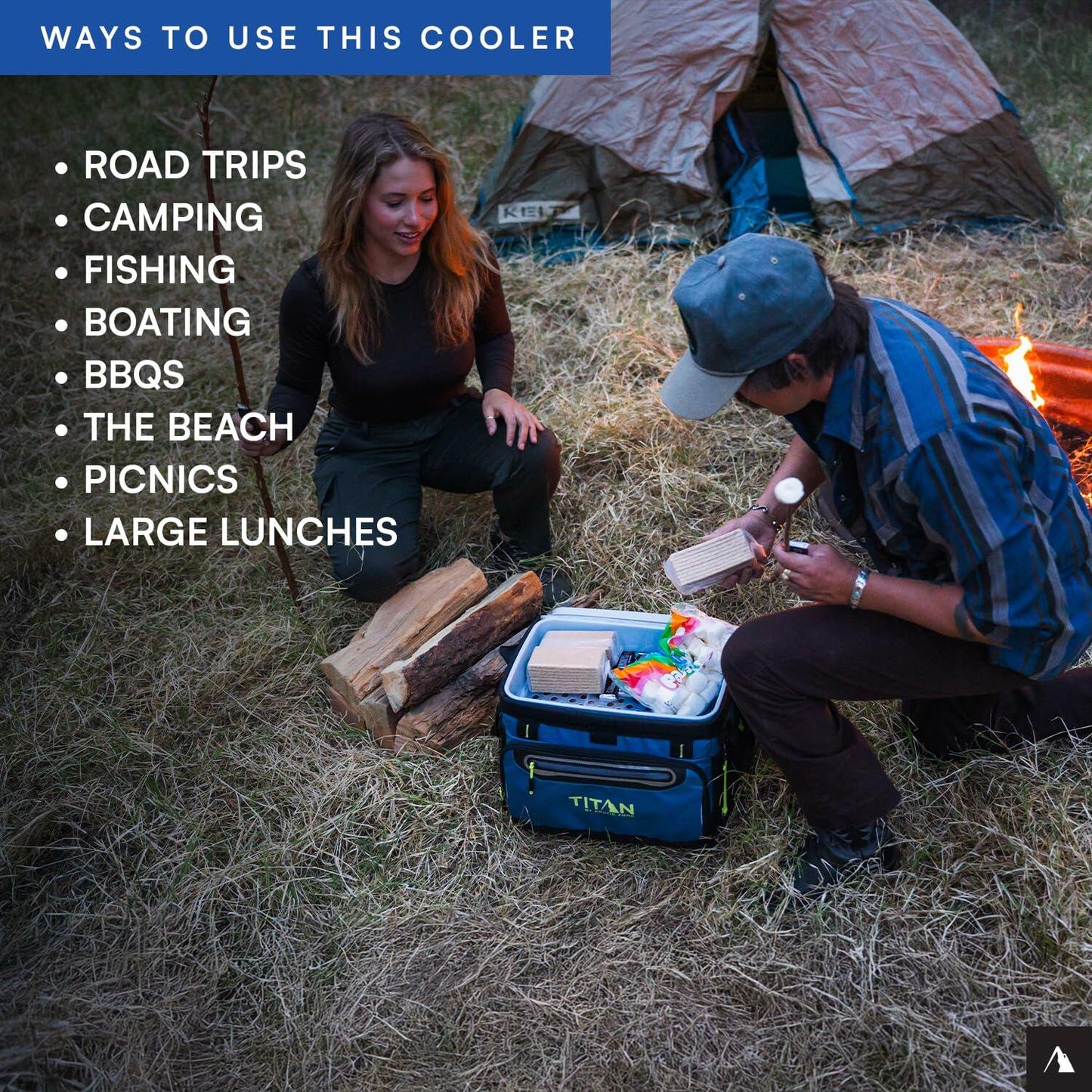 Titan by Arctic Zone 30 Can Zipperless Soft Cooler with HardBody Liner, Marine Blue