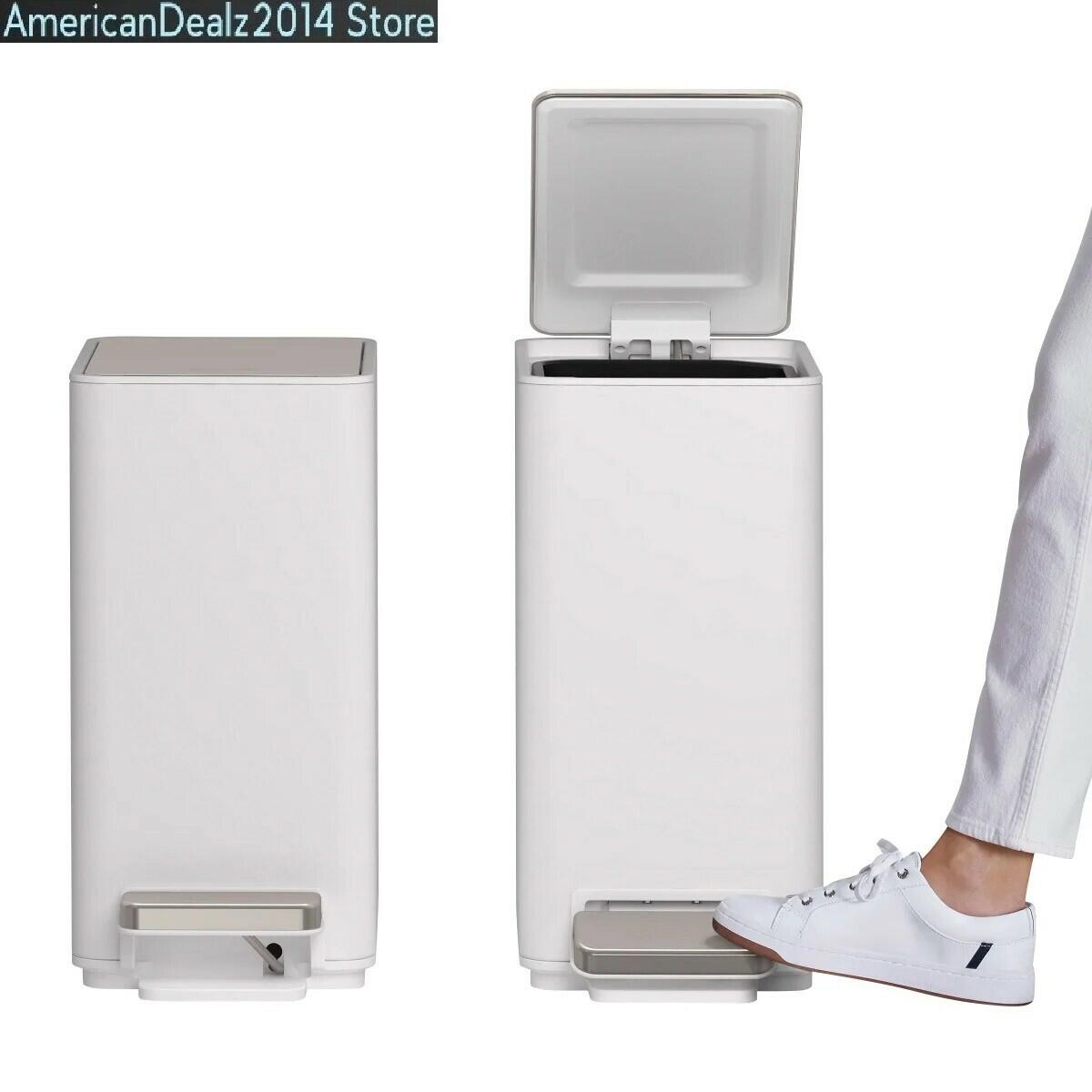 Kohler 6L Step Trash Bin, 2-pack, Stainless Steel, White