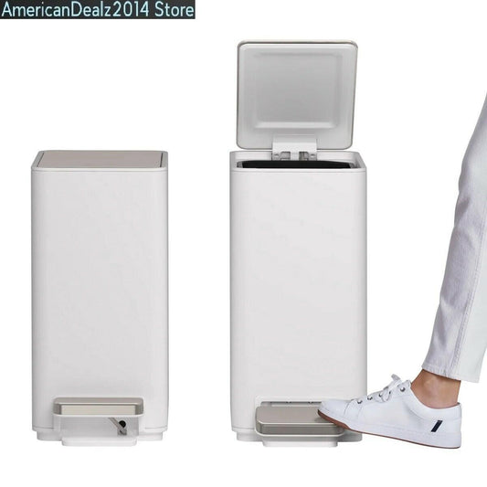Kohler 6L Step Trash Bin, 2-pack, Stainless Steel, White