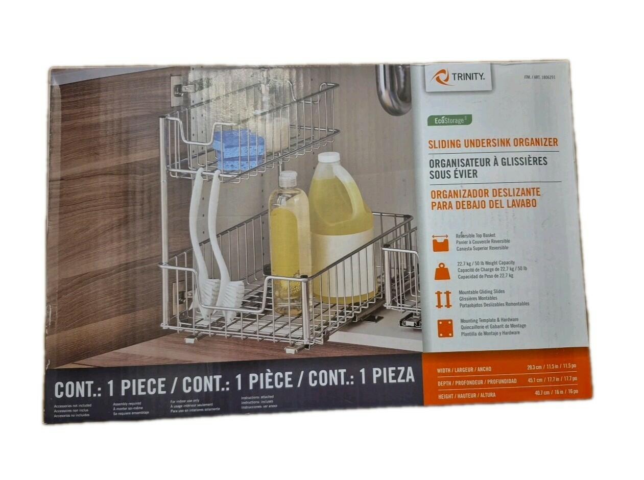 TRINITY Wire Undersink Organizer with Slide, 2-pack