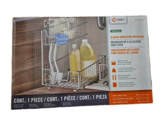 TRINITY Wire Undersink Organizer with Slide, 2-pack