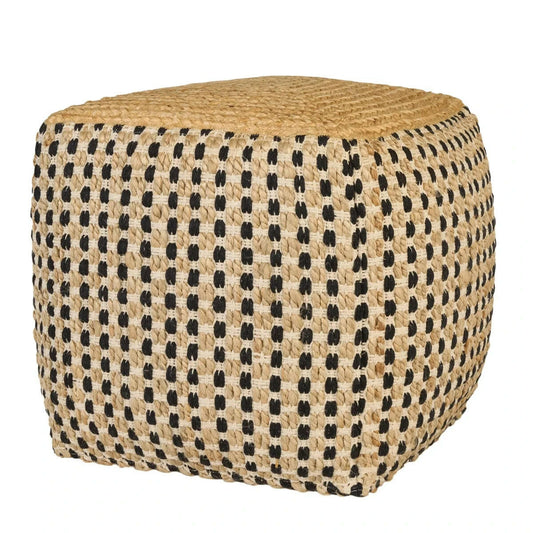 Nourison Jute/Cotton Pouf 16” x 16” x 16” - Black