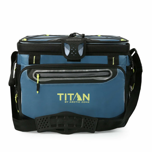 Titan by Arctic Zone 30 Can Zipperless Soft Cooler with HardBody Liner, Marine Blue
