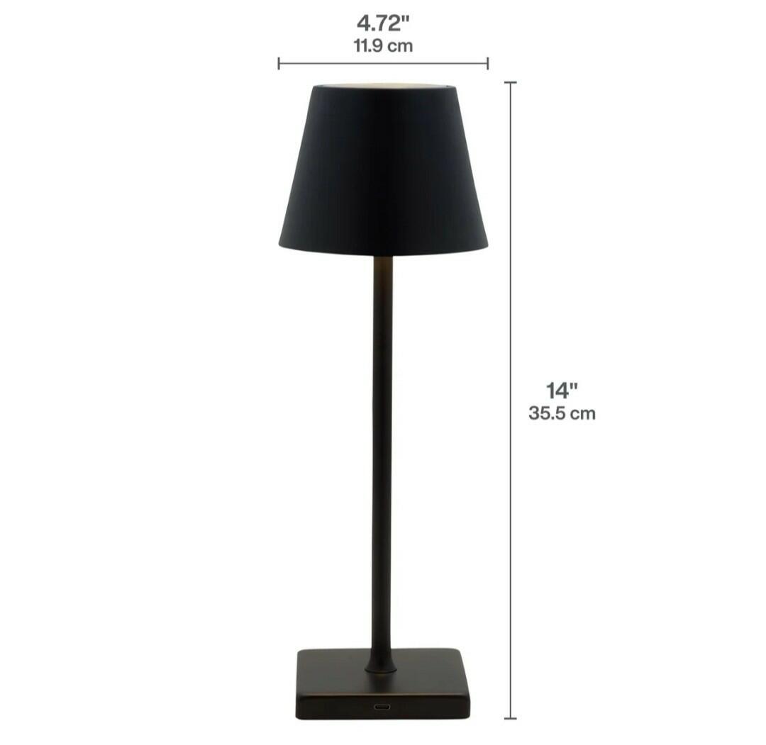 Mikasa Rechargeable 14-inch LED Lamps with Touch Control, Set of 2 (Black)