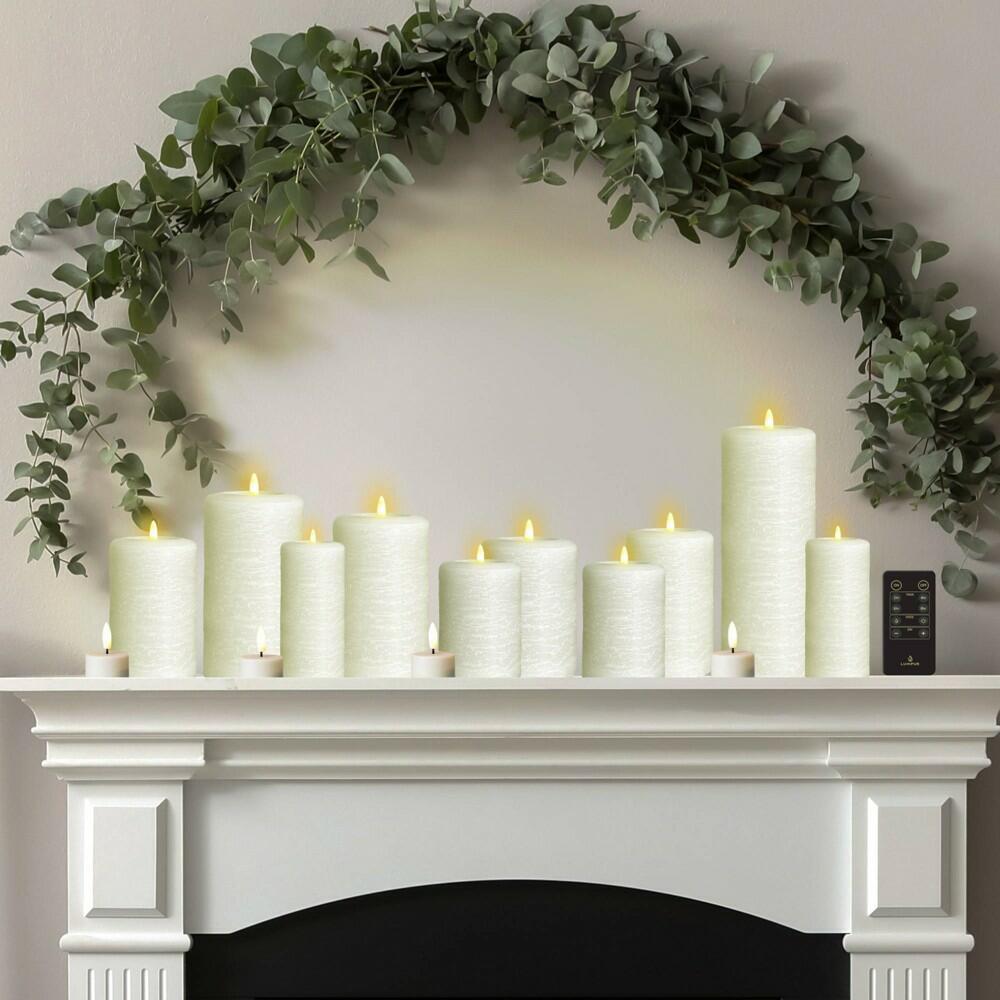 LumiPur 15pc Signature Centerpiece Collection Flickering Flameless LED Paraffin Wax Candles