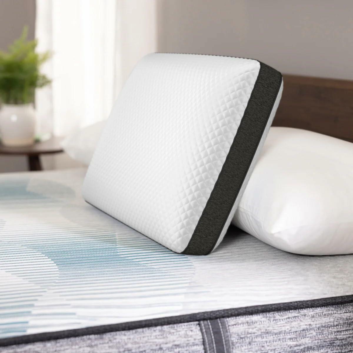 Beautyrest Black Diamond Memory Foam Pillow with AquaCool™ Technology – Medium Support, Washable Cool‑to‑The‑Touch Cover, CertiPUR‑US Foam – 25″ × 16″ × 5.5″