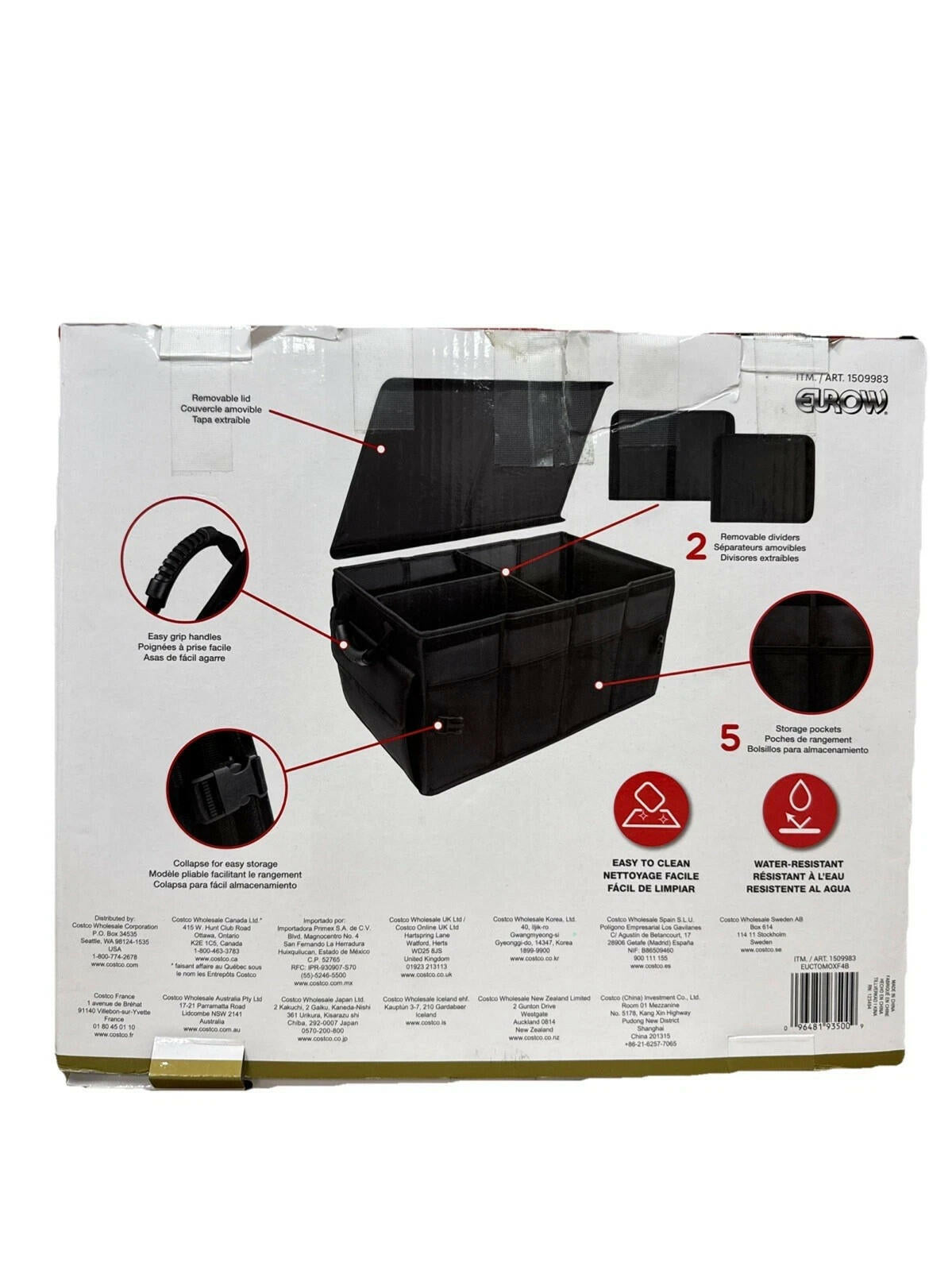 Eurow Automotive Organizer Car 1 Piece Black Trunk Organizer