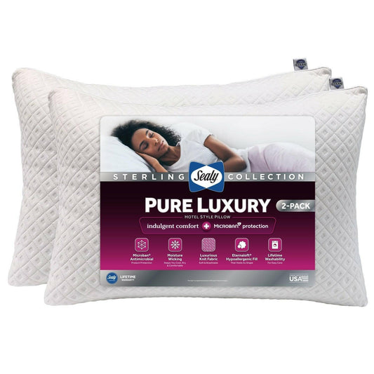 Sealy Sterling Pure Luxury Pillows Soft & Breathable Hypoallergenic, King 2-Pack