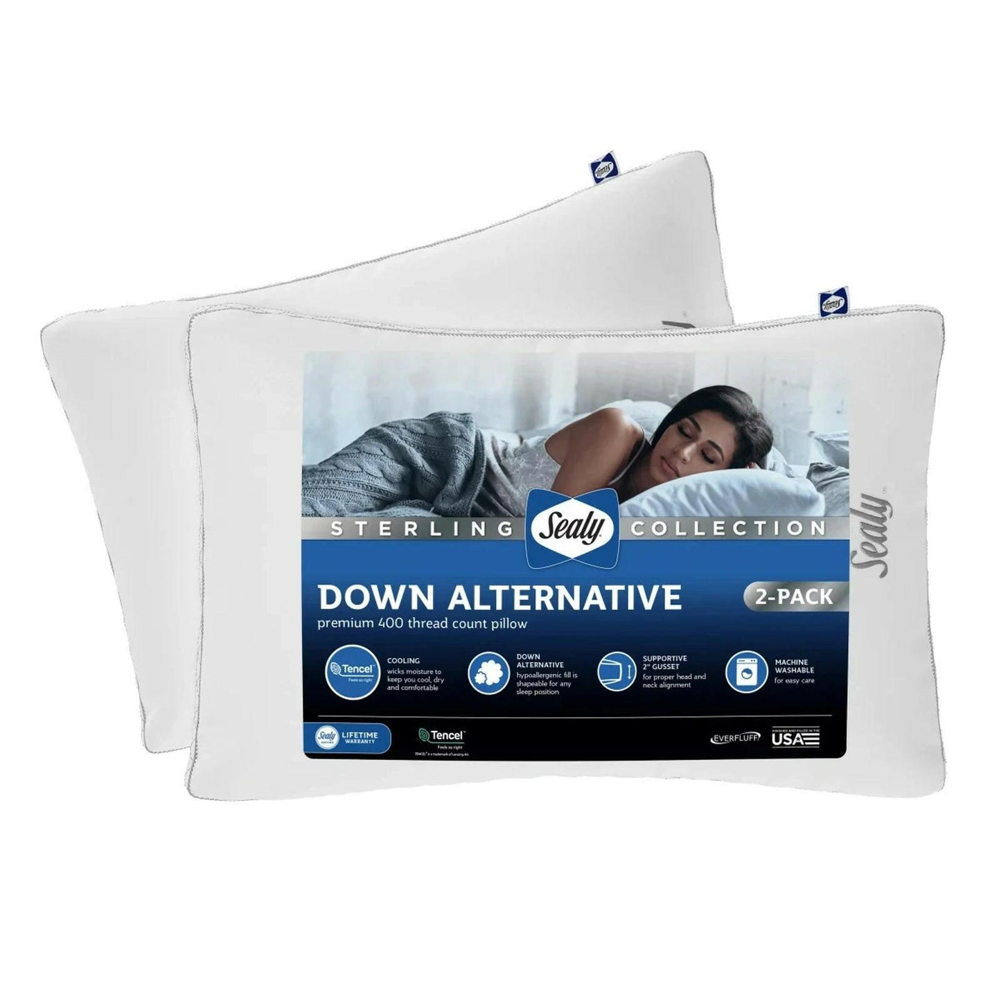 Sealy Sterling Collection Down-Alternative Pillow, 2-pack Standard