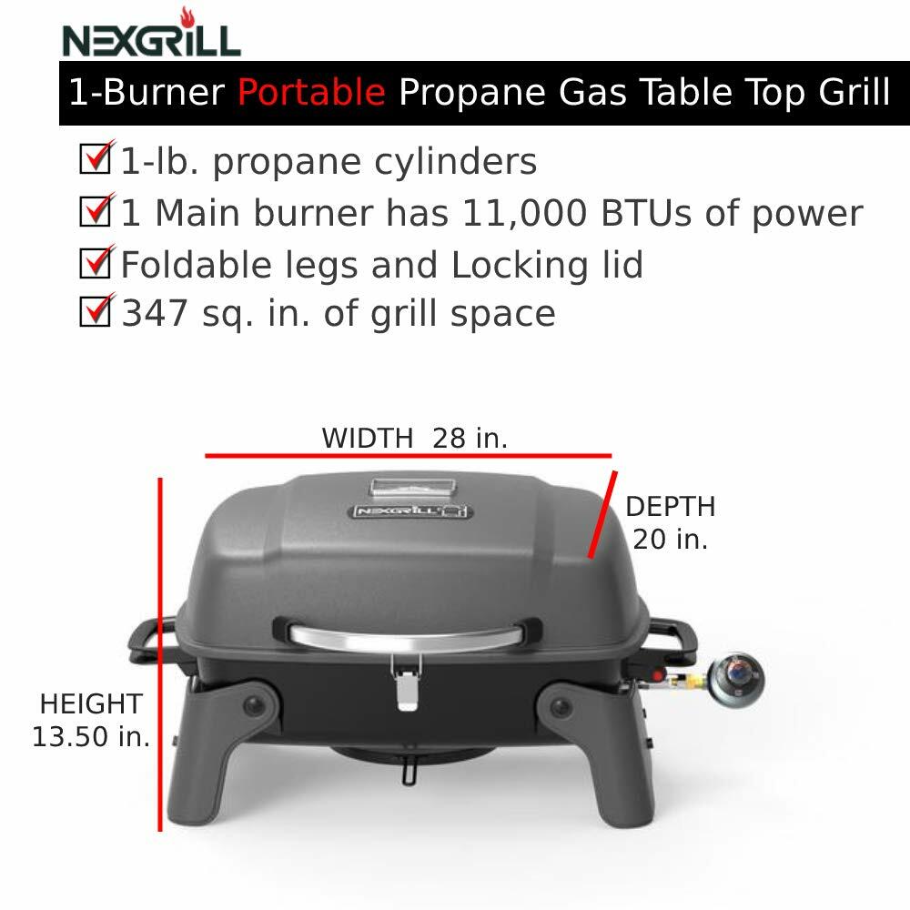 Nexgrill 1-Burner Portable Propane Gas Table Top Grill in Black