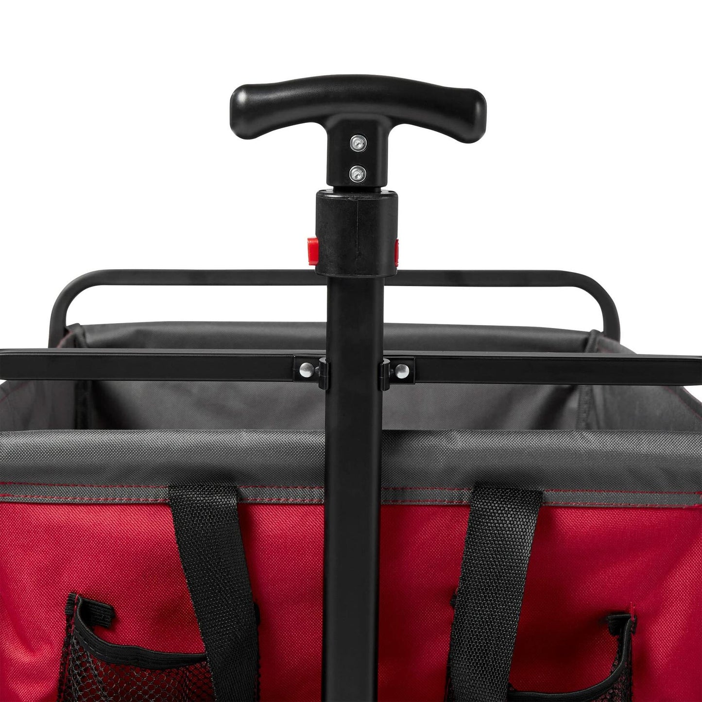 Seina Heavy Duty Steel Compact Collapsible Folding Outdoor Portable Utility Cart Wagon w/All Terrain Rubber Wheels and 150 Pound Capacity, Red/Gray, Large