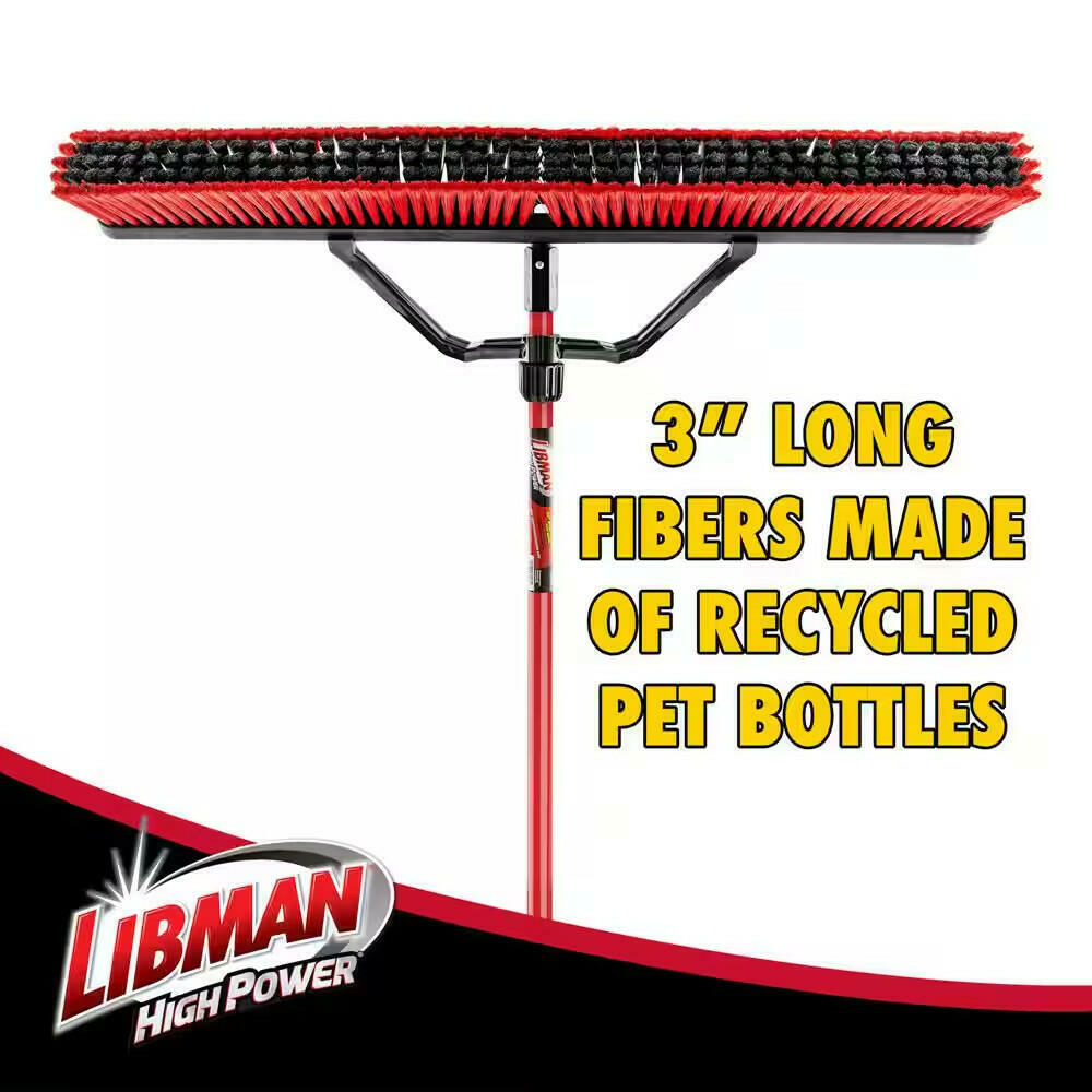 36 In. High Power Multi-Surface Push Broom with Brace and 60 In Steel Handle