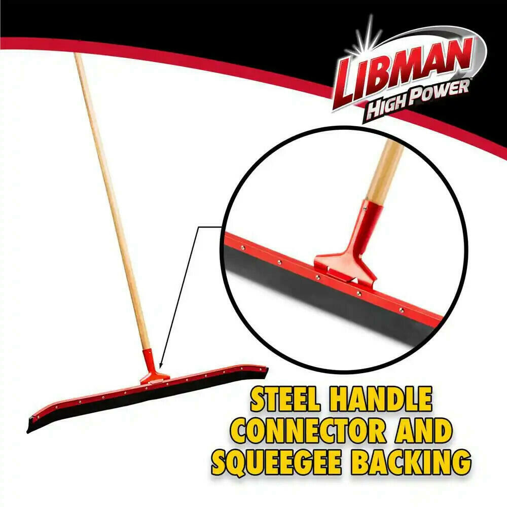 Libman 36 in. High Power Curved Rubber Floor Squeegee with 60 in. Wood Handle