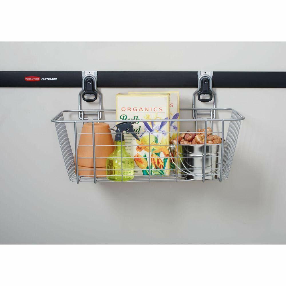 Rubbermaid Garage FastTrack Wire Wall Mounted Storage Wall Mounted Storage System Holds up to 50 pounds Satin Nickel for Tool/Toy/Sports Equipment