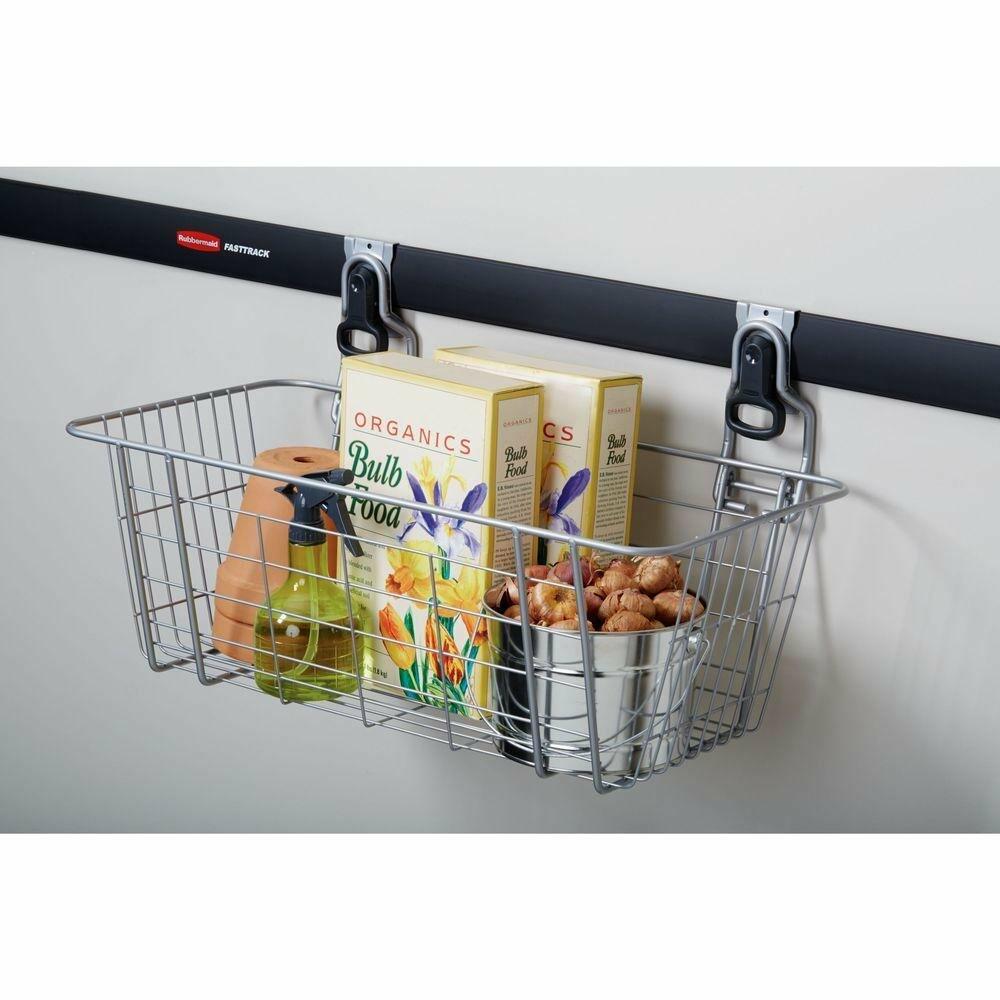 Rubbermaid Garage FastTrack Wire Wall Mounted Storage Wall Mounted Storage System Holds up to 50 pounds Satin Nickel for Tool/Toy/Sports Equipment