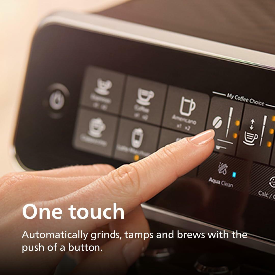 Philips 3200 Series Fully Automatic Espresso Machine, LatteGo Milk Frother, 5 Coffee Varieties, Intuitive Touch Display, 100% Ceramic Grinder, AquaClean Filter, My Coffee Choice, Black (EP3241/54)