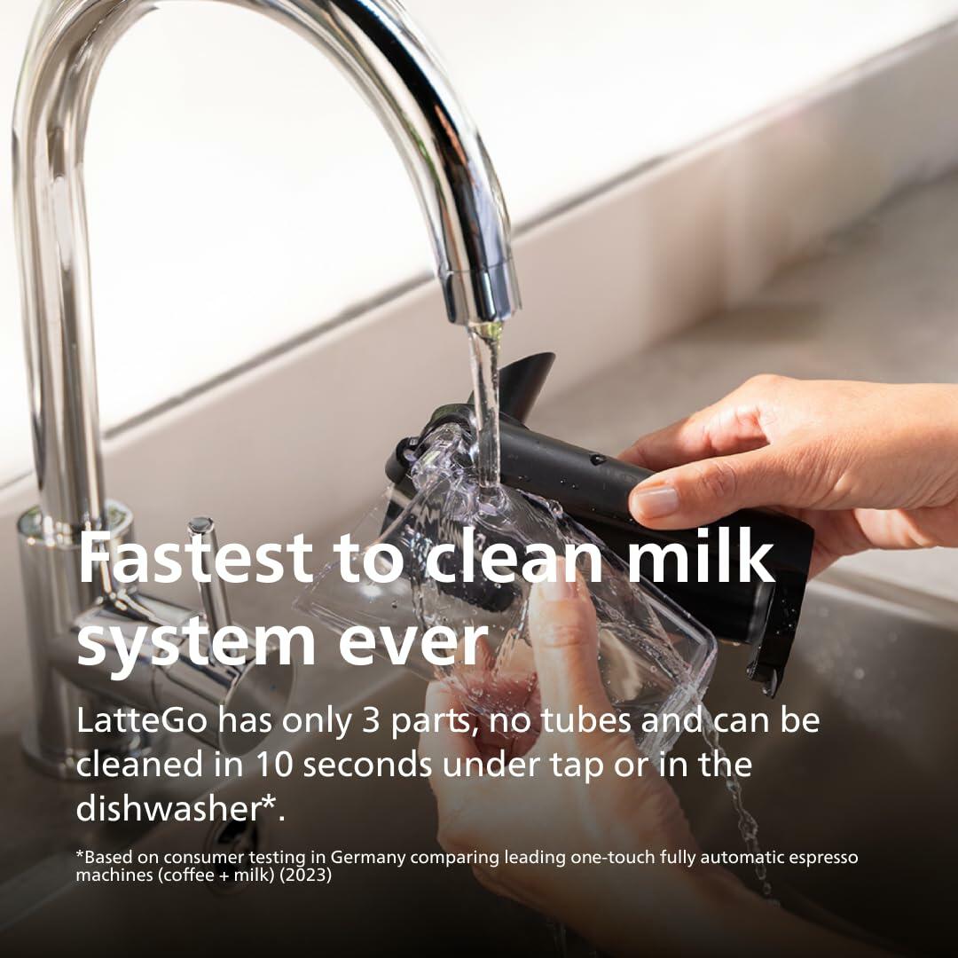 Philips 3200 Series Fully Automatic Espresso Machine, LatteGo Milk Frother, 5 Coffee Varieties, Intuitive Touch Display, 100% Ceramic Grinder, AquaClean Filter, My Coffee Choice, Black (EP3241/54)