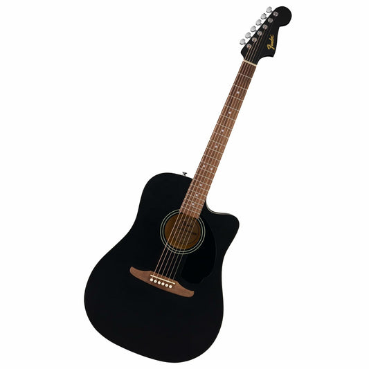 Fender California Debut Redondo CE Series Acoustic Guitar, Beginner Guitar, Includes Built-In Tuner, Black