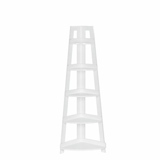 Amery 20 in. W x 14.5 in. D x 54 in. H 5-Tier White MDF Rectangular Tall Corner Ladder Shelf Tower with Display Shelf