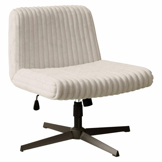 Criss Cross Chair, Armless Extra Wide Office Desk Chair No Wheels, 26" Extra Large Padded Seat to Sit Cross Legged, Taupe