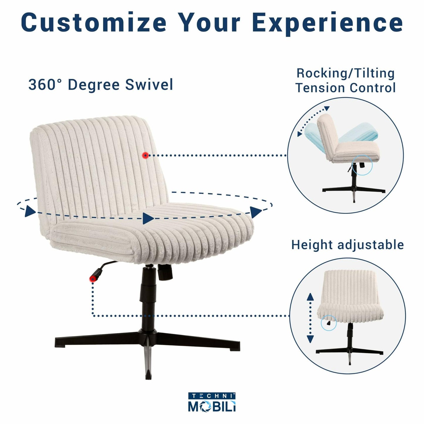 Criss Cross Chair, Armless Extra Wide Office Desk Chair No Wheels, 26" Extra Large Padded Seat to Sit Cross Legged, Taupe