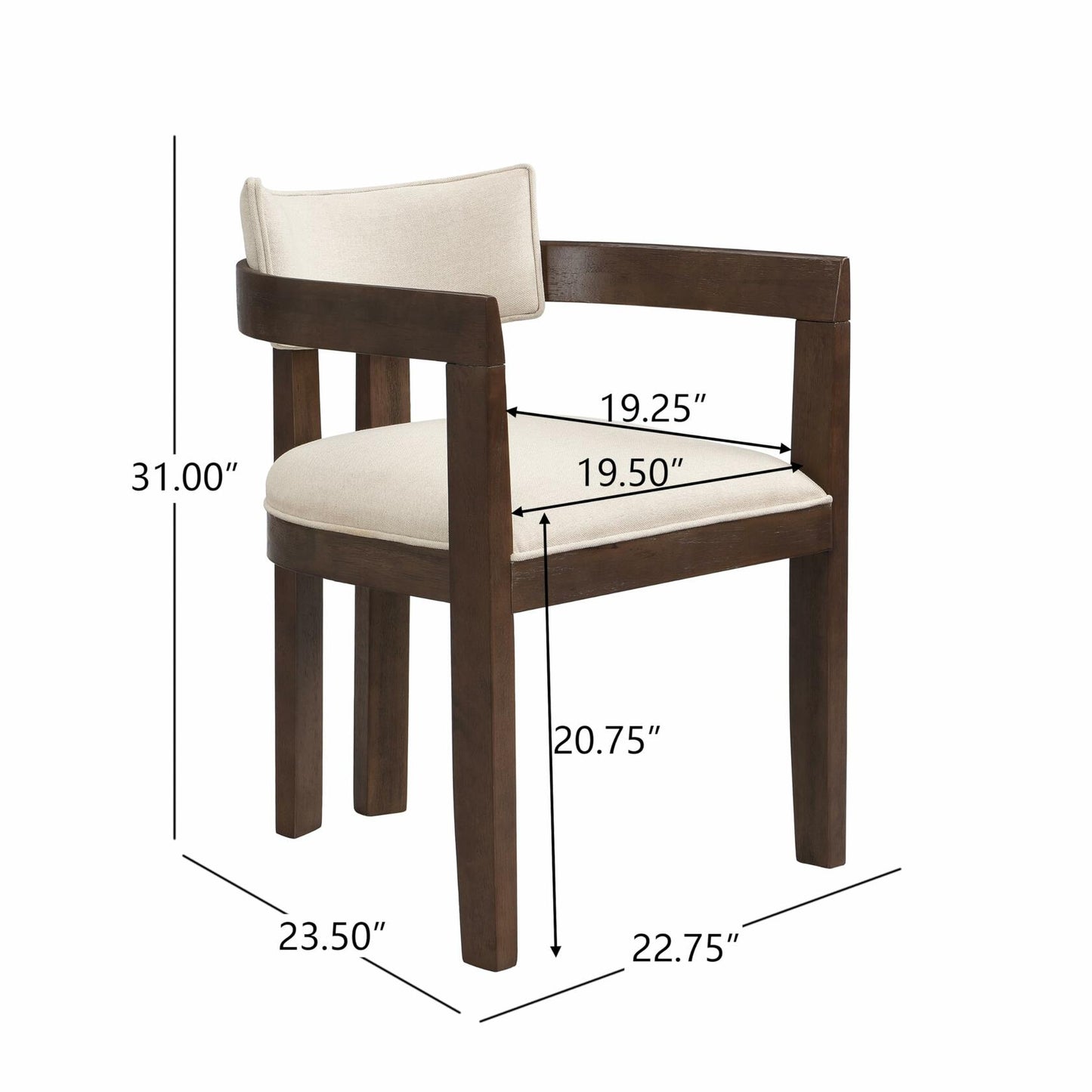 CHRISTOPHER KNIGHT HOME Rovelle Modern Upholstered Dining Chairs, Solid Wood, Beige Plus Walnut, (Set of 2)