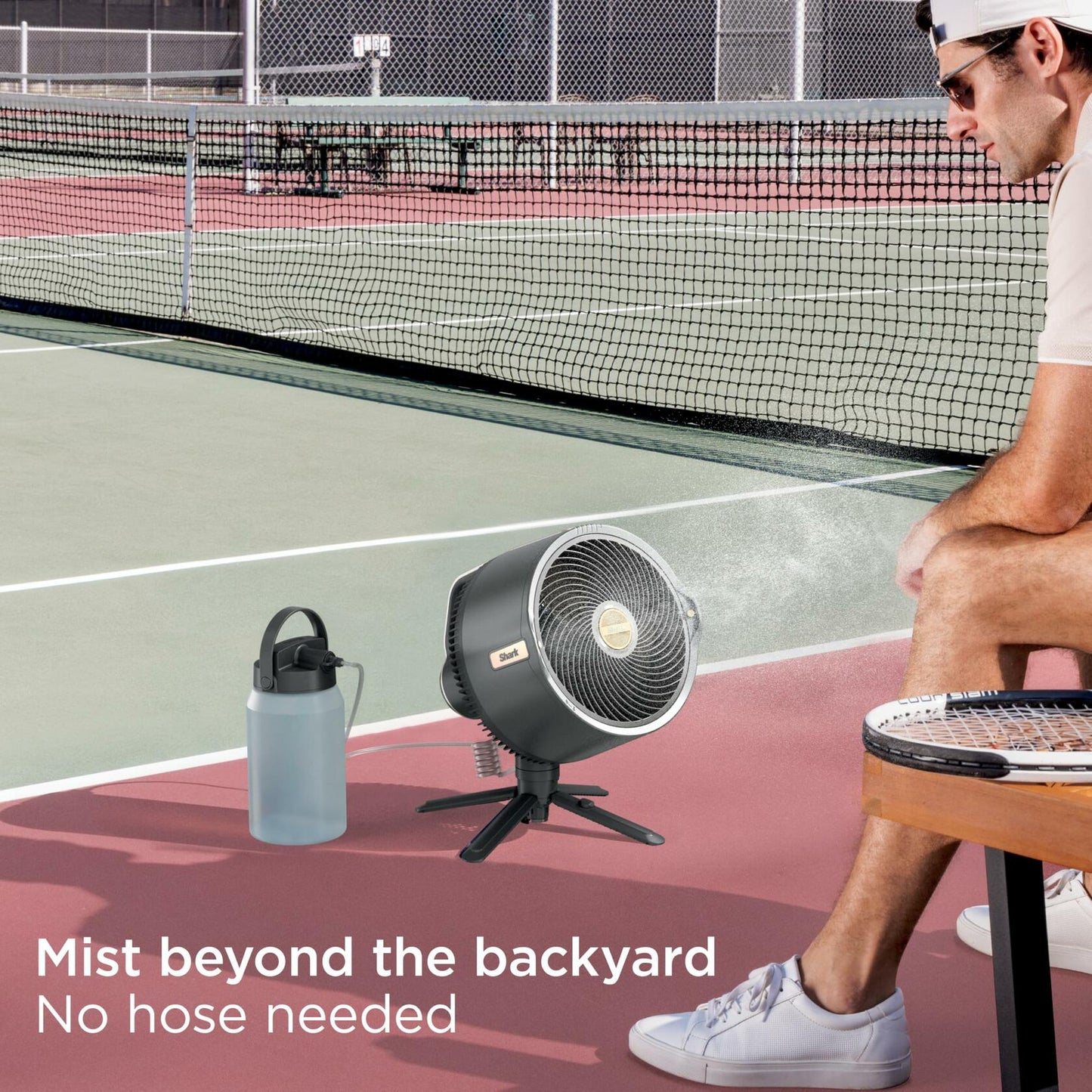 Shark FlexBreeze Pro Mist Fan — Indoor & Outdoor, Integrated Misting, Pedestal to Tabletop, Corded or Cordless, Up to 24-Hr Battery, Oscillating, Charcoal Grey, FA302 (2025 Release)