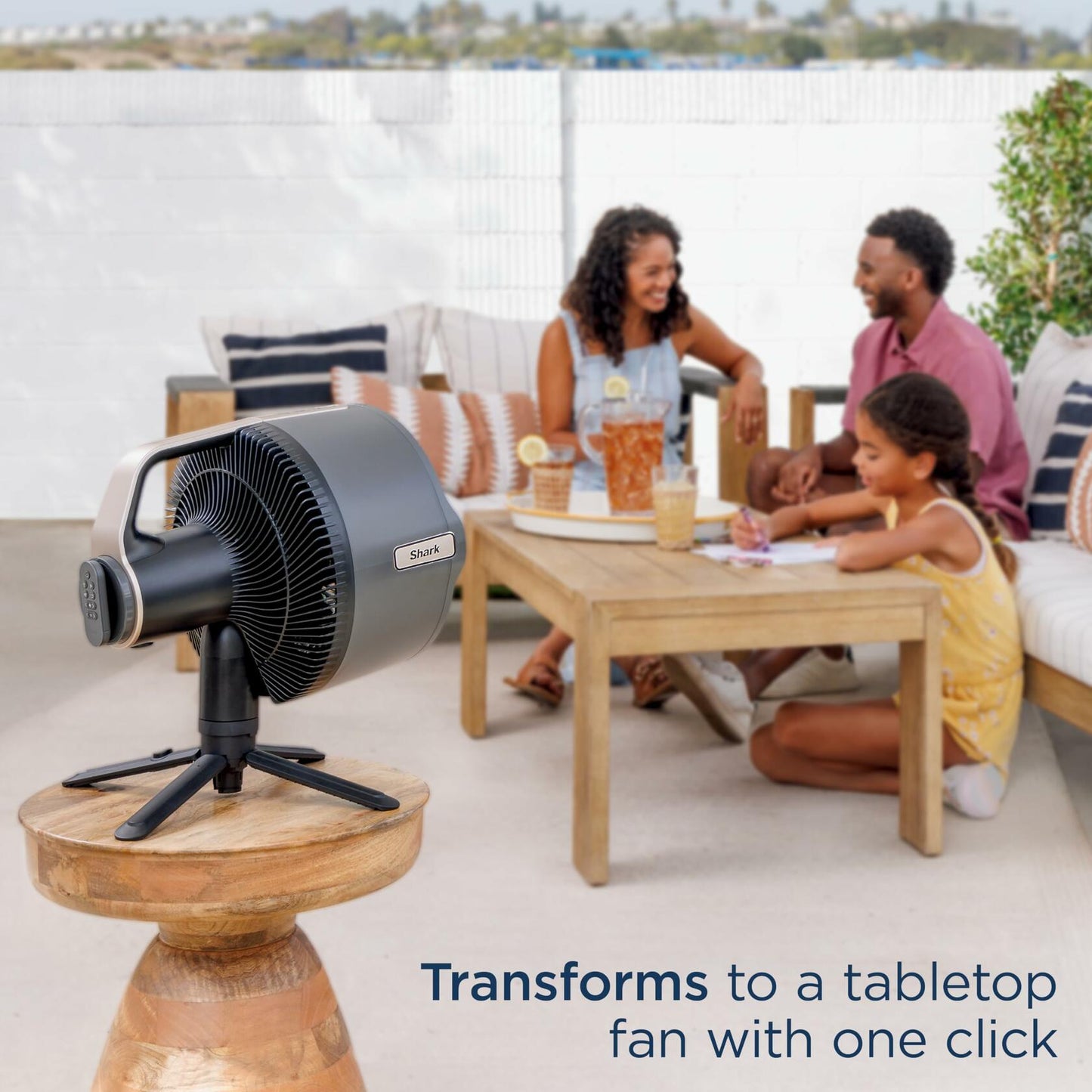 Shark FlexBreeze Pro Mist Fan — Indoor & Outdoor, Integrated Misting, Pedestal to Tabletop, Corded or Cordless, Up to 24-Hr Battery, Oscillating, Charcoal Grey, FA302 (2025 Release)