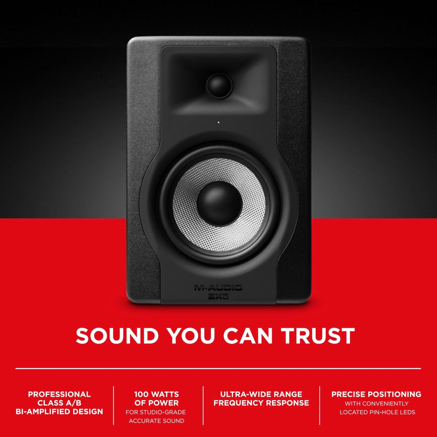 M-AUDIO BX5 Single 5" Studio Monitor Speaker for Music Production and Mixing with Acoustic Space Control, 2 Way Active Speaker