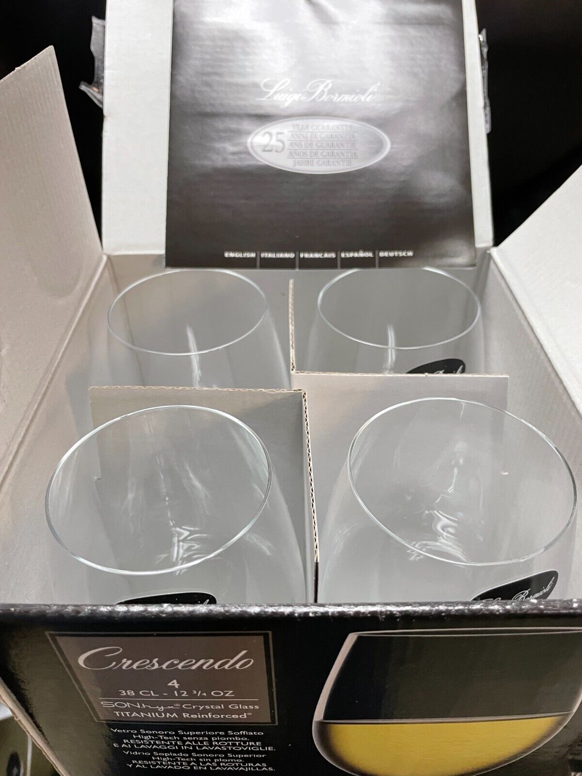 Luigi Bormioli Crescendo Set of 4 Chardonnay Glasses in Clear