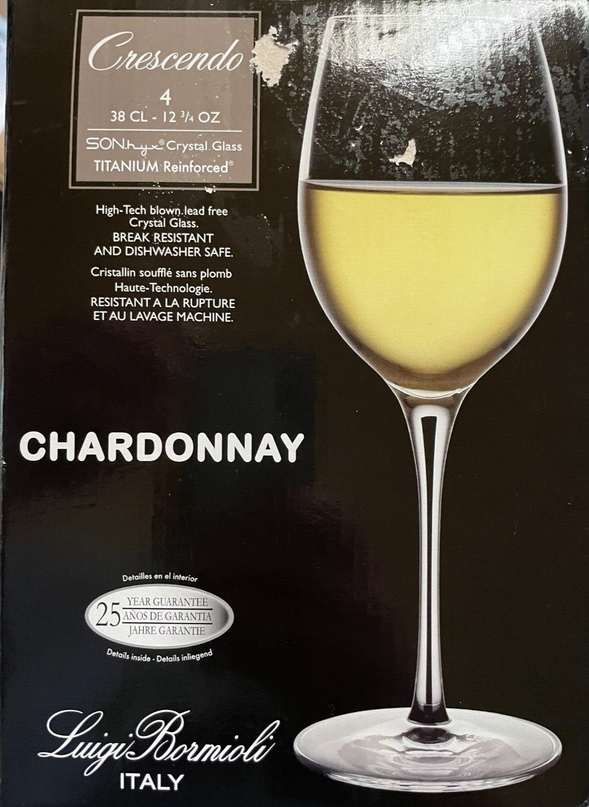 Luigi Bormioli Crescendo Set of 4 Chardonnay Glasses in Clear