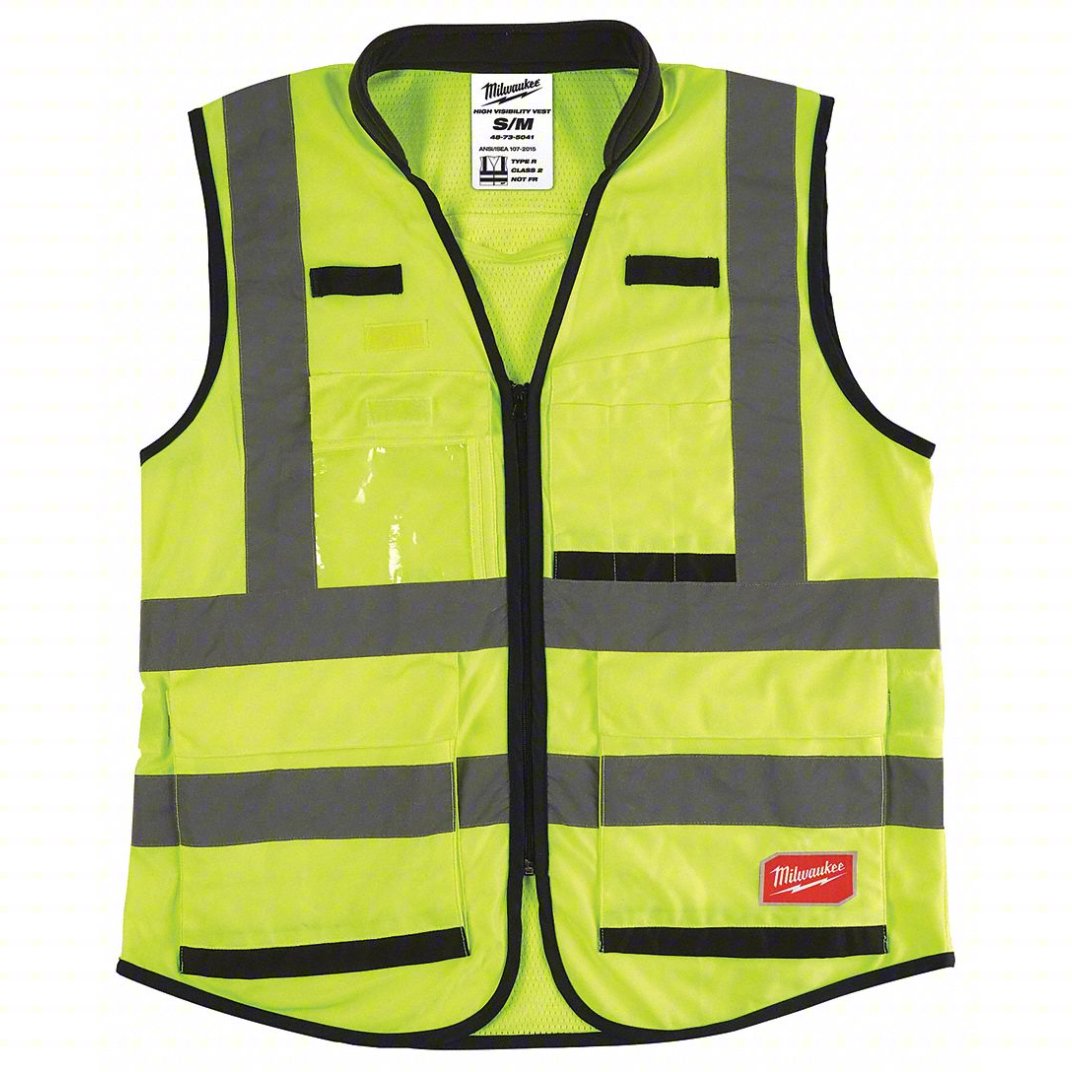 Performance Small/Medium Yellow Class 2 High Visibility Safety Vest with 15 Pockets by Milwaukee